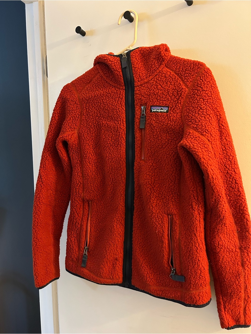 Patagonia Women’s Retro Pile Fleece Hoody Orange/Rust Full Zip